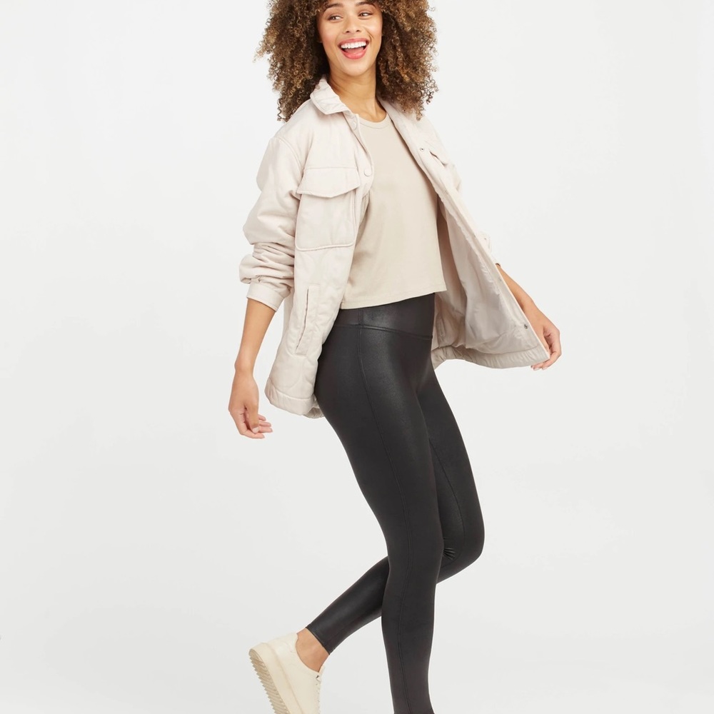 Spanx faux leather leggings black size s/p